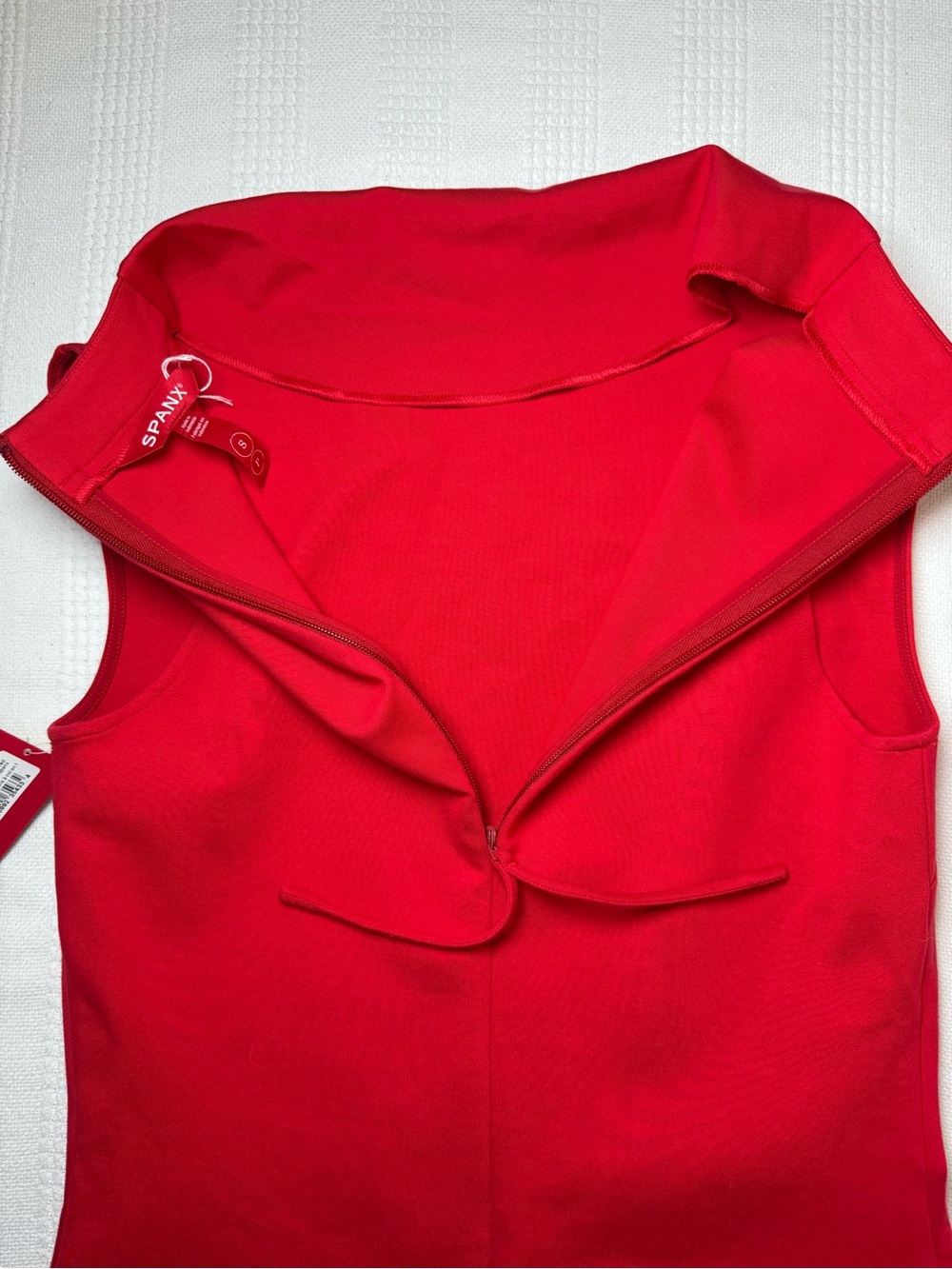 Spanx Red Ponte Sleeveless Midi Dress Cowl Neck Sculpting Size S - Picture 16 of 16